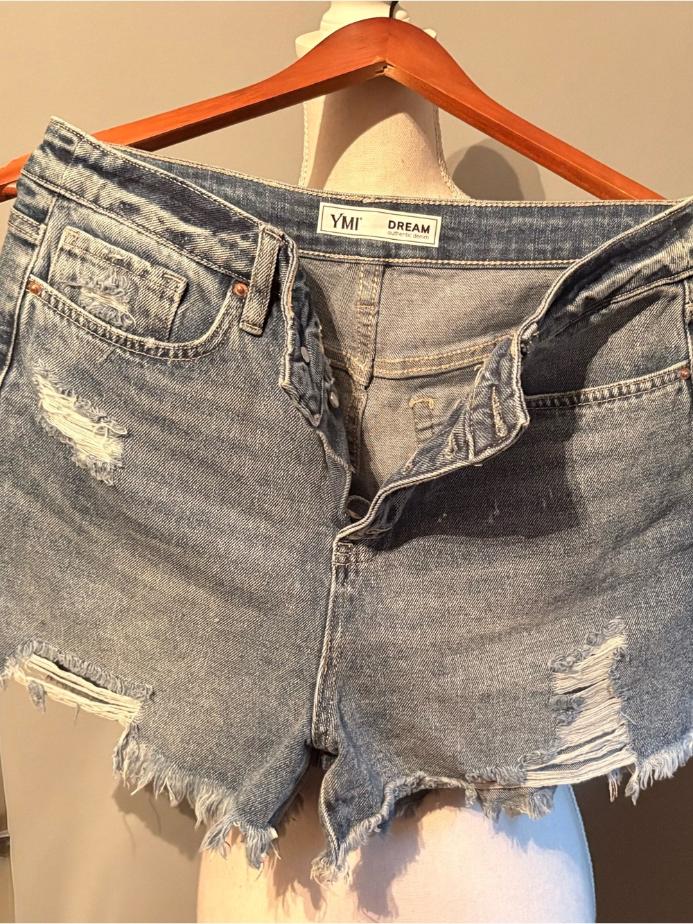 YMI Dream Distressed Light Blue Denim Shorts